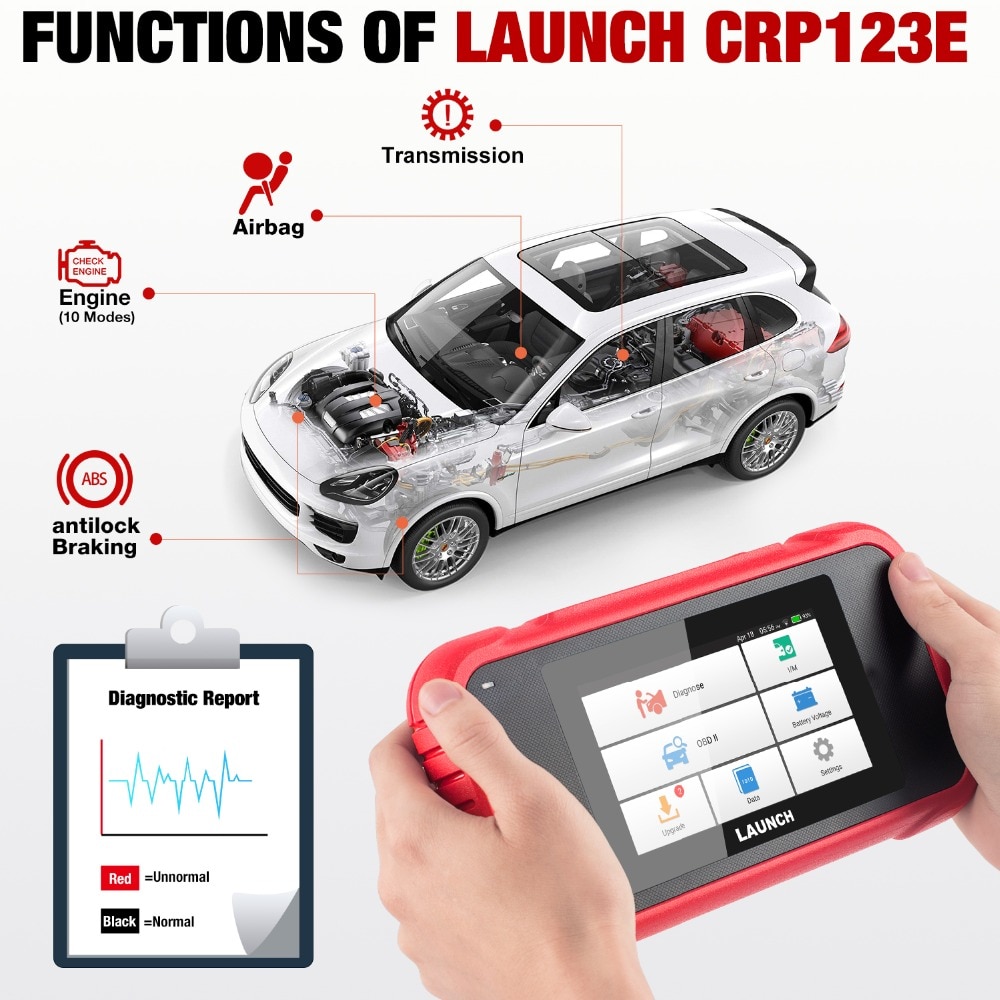 LAUNCH CRP123X 123E Car OBD2 Diagnostic Scanner Tool ABS SRS Engine Code  Reader