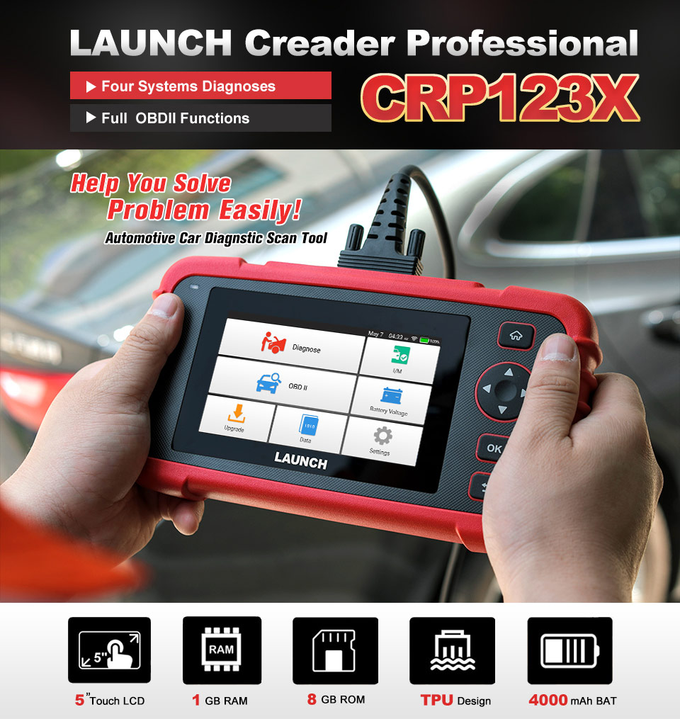 LAUNCH CRP123X Auto OBD2 Scanner ABS SRS Code Reader Oil SAS Car Diagnostic  Tool 756029666634