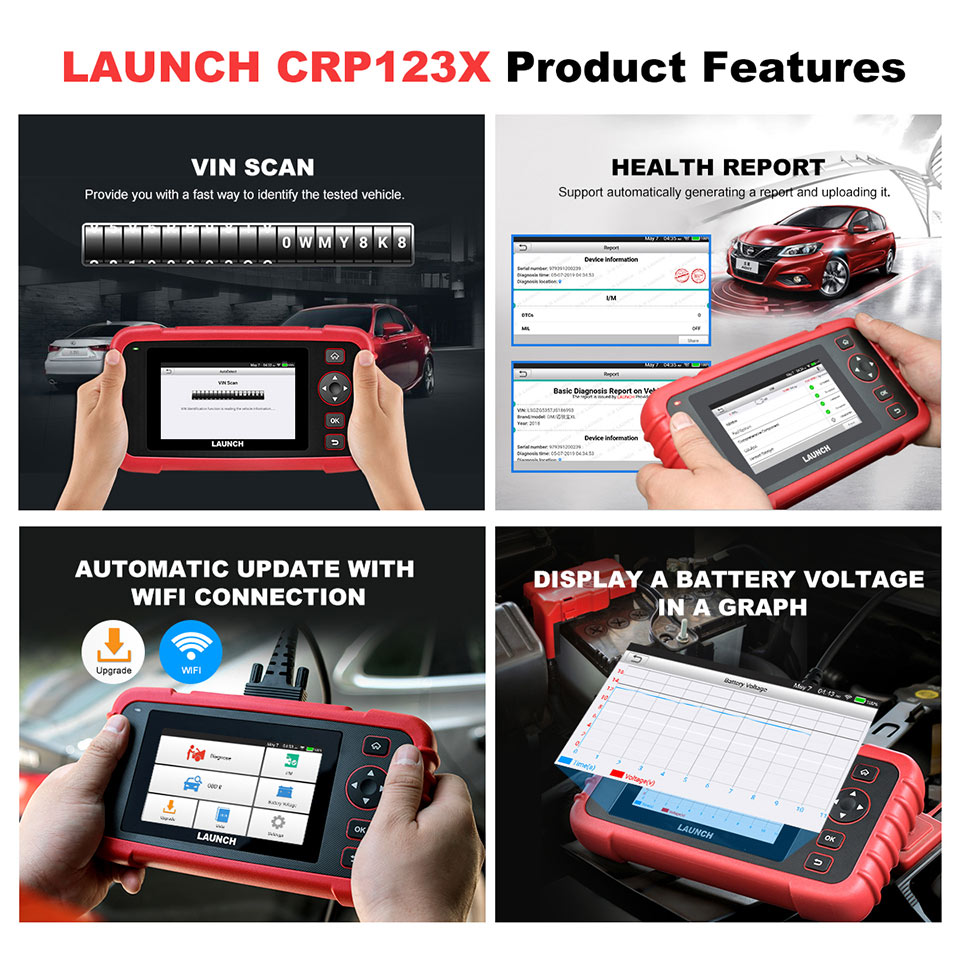 Launch X431 CRP123 obd2 code reader Scanner test Engine/ABS/SRS/AT X-4 –  Vetronix®