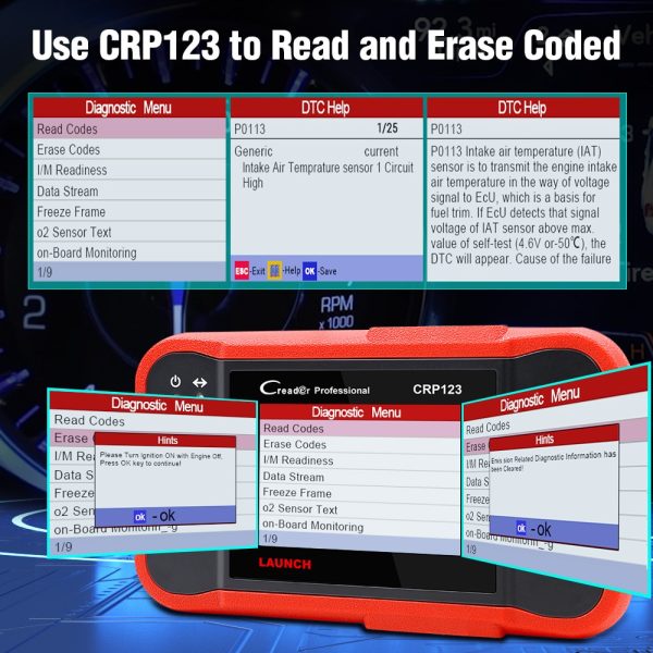 Launch CRP123 4 System Automotive Diagnostic Tool for Engine/ ABS/ SRS