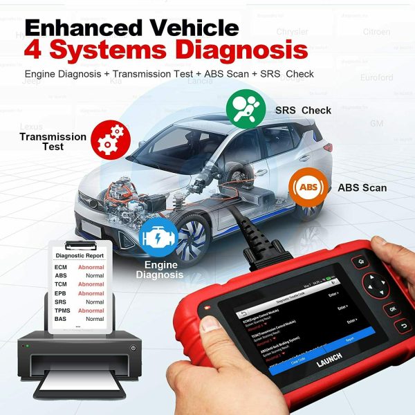 LAUNCH CRP129I-OBD2 Scanner ABS/SRS/Engine/Transmission Diagnoses with 15  Reset Throttle Matching/Oil/EPB/SAS/TPMS【Lifetime Free Update】Check Engine  Code Reader 
