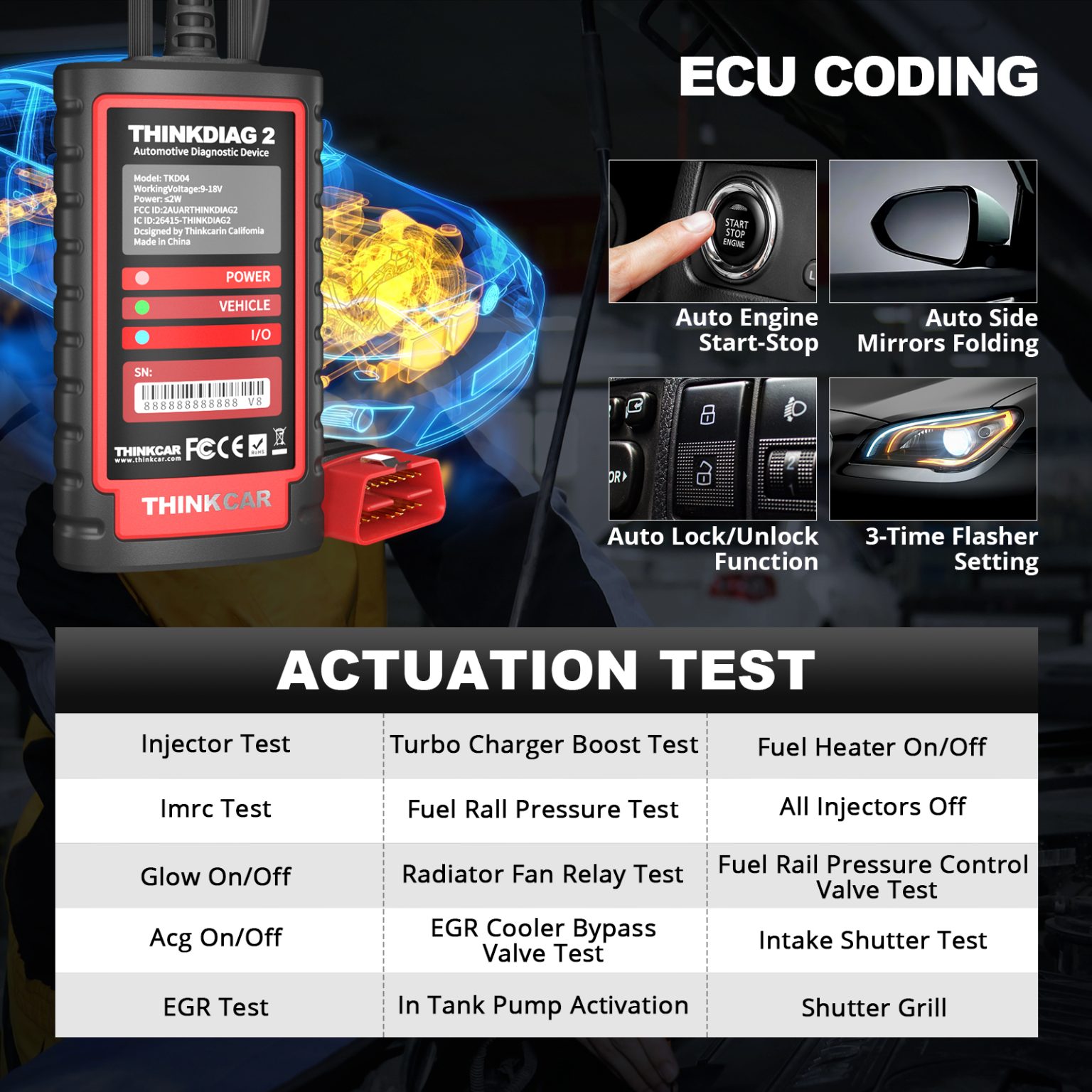 Thinkcar ThinkDiag 2 support CAN FD ECU Coding Active Test ALL software