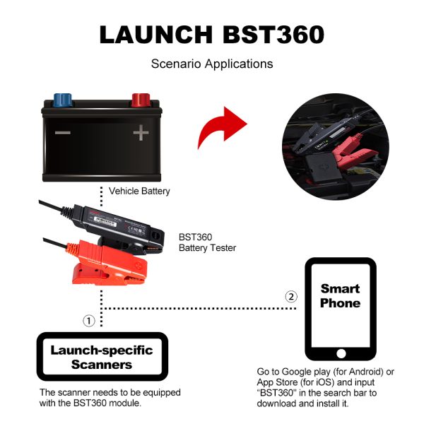 Launch X431 BST360 Bluetooth Battery Tester Used with X-431 PRO GT, X-431 PRO V4.0, X-431 PRO3 V4.0, X-431 PRO5, X-431 PAD V/PAD VII - Image 4