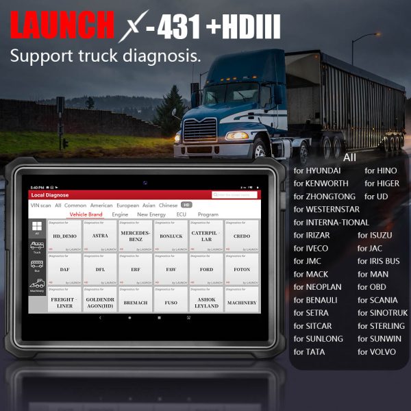 Original Launch X431 V+ HD3 Wifi/Bluetooth Heavy Duty Truck Diagnostic Tool Free Update Online - Image 7