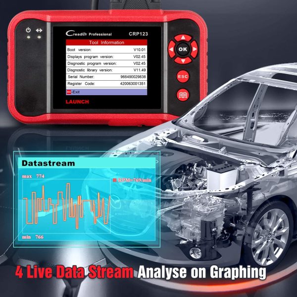 Launch CRP123 4 System Automotive Diagnostic Tool for Engine/ ABS/ SRS/ Transmission Same as Creader VII+ - Image 7