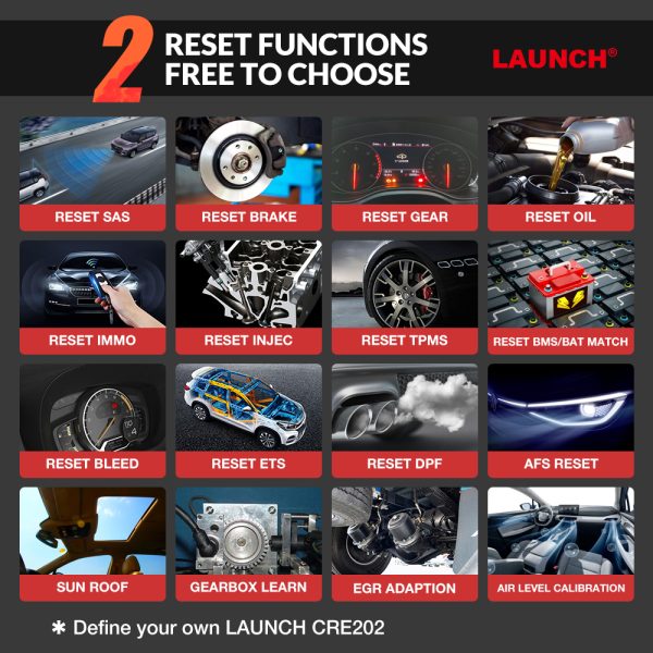 LAUNCH X431 CRE202 OBD2 Diagnostic Tool Work ABS Airbag SRS System EPB Oil SAS 16 Reset Services - Image 3
