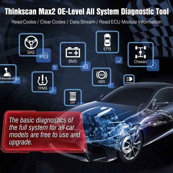 Thinkscan Max2 OE-Level Diagnostic Scan Tool with CAN-FD Protocol Bi-Directional Control - Image 3