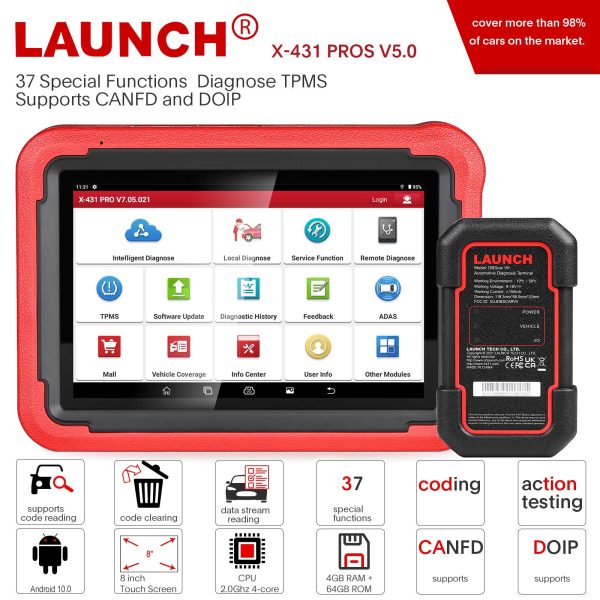 2024 LAUNCH X431 PROS V5.0 Auto Diagnostic Tool Full System Scanner with Launch X431 GIII X-PROG 3 Advanced Immobilizer - Image 4