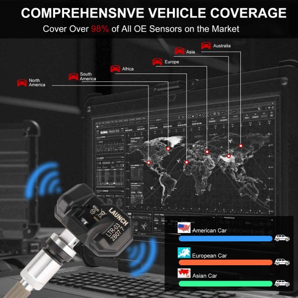 4pcs LAUNCH LTR-03 RF Sensor 315MHz & 433MHz TPMS Sensor Tool Metal & Rubber - Image 11