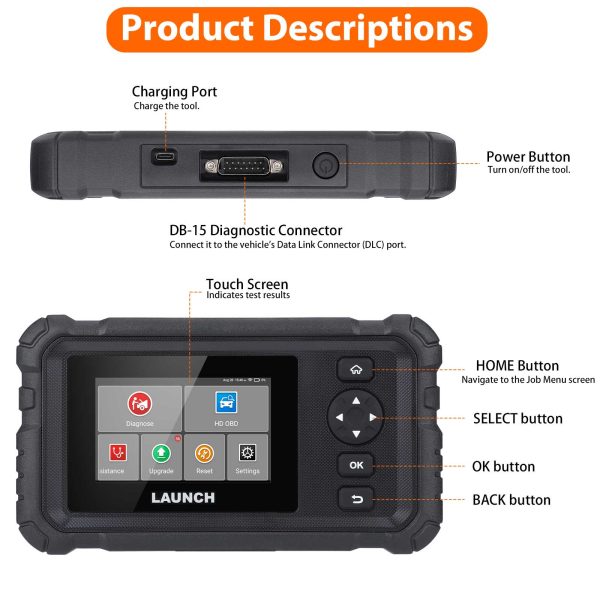LAUNCH CRP129 HD Elite 24V Heavy Duty Truck All Systems Diagnostic Tools 7 Service Oil Speed Limit Injector DPF OBD2 Scanner - Image 5