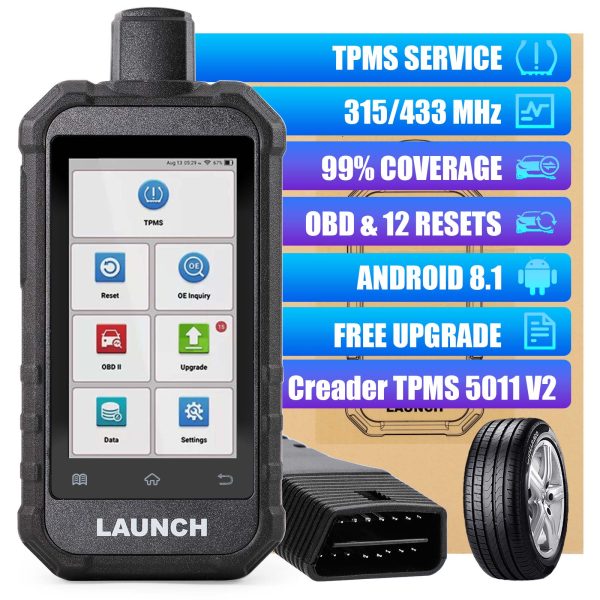 LAUNCH Creader TPMS 5011 V2 TPMS Activation and Diagnostic Tool WIFI Upgrade 12 Reset Functions Activate 315/433MHZ & 2.4Ghz Tire Pressure Sensors - Image 6
