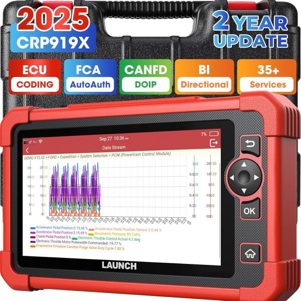 Launch X431 CRP919X All System Diagnostic Tool Global Version Support CANFD DOIP ECU Coding ABS Bleeding/ Injector Coding/ IMMO/SAS/TPMS/EPB/BMS