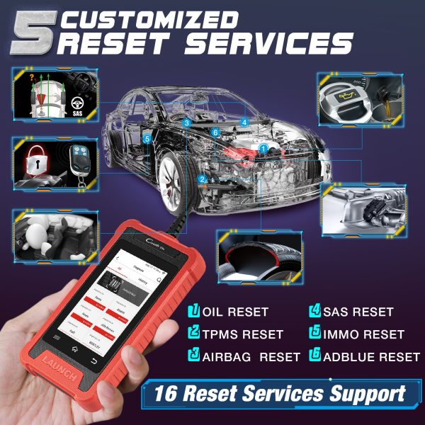 LAUNCH X431 CRE205 OBD2 Diagnostic Tool Work ABS Airbag SRS System EPB Oil TPMS SAS 16 Reset Services - Image 6
