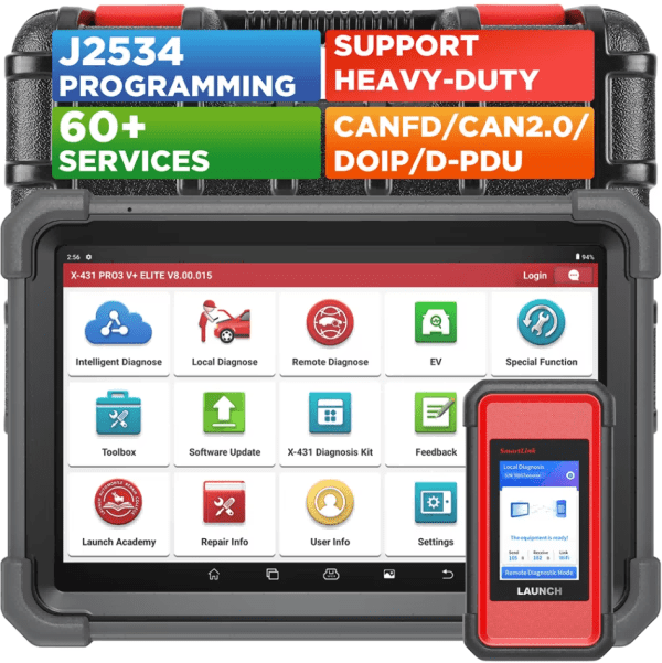 LAUNCH X431 PRO3 V+ 5.0 Elite Upgraded Bidirectional Scan Tool with Topology Map, AutoAuth for FCA SGW, ECU Coding, 37+ Services - Image 3