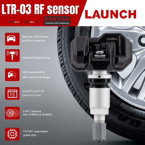 LAUNCH CRT5011E Newest TPMS Relearn Tool with 4pcs Launch LTR-03 RF TPMS Sensor Support 315/ 433MHz for Read/Activate/Programming/Relearn/Reset - Image 4