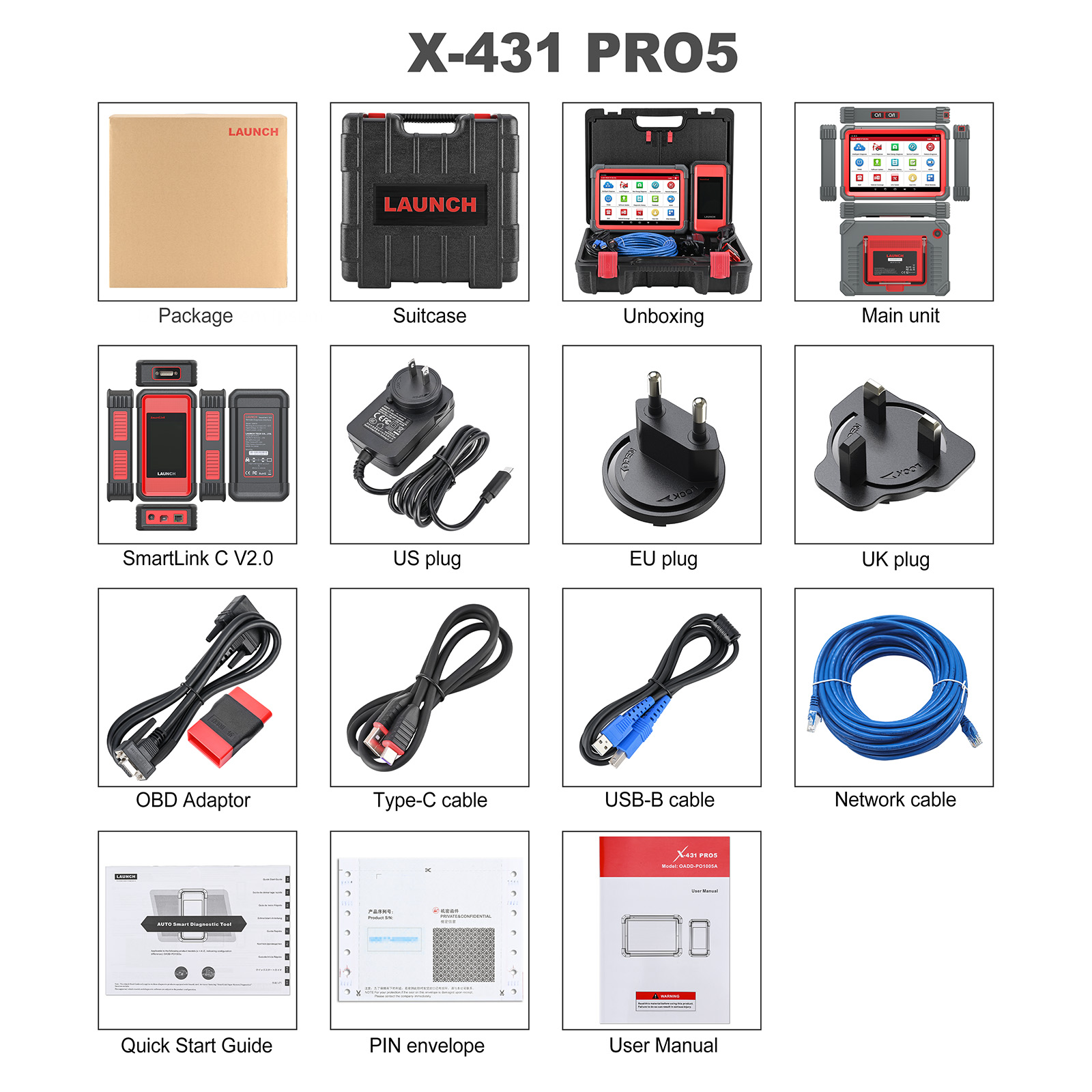 LAUNCH X431 PRO5 Smartlink Car Diagnostic Tools with Heavy Duty Truck Software License and Free Adapter Set for 12V & 24V Cars and Trucks - Image 10
